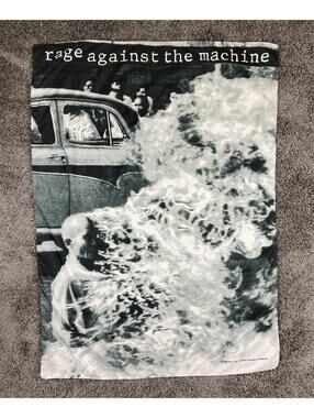 Vintage 2001 Rage Against The Machine RATM Burning Monk Tapestry Flag 42x30